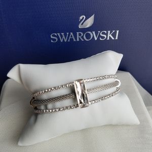 AUTHENTIC Swarovski Triple Row Emerald-cut Solitaire Bracelet Like NEW